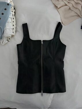 Zara Black Zip-Front Sleeveless Tank